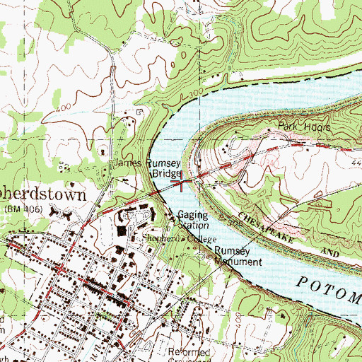 Topographic Map of James Rumsey Bridge, MD