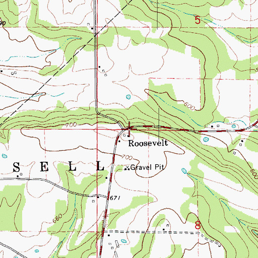 Topographic Map of Roosevelt, AR