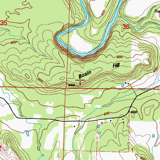 Topographic Map of Rosin Hill, AR