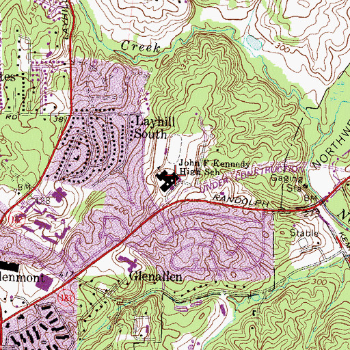 Topographic Map of John F Kennedy High School, MD