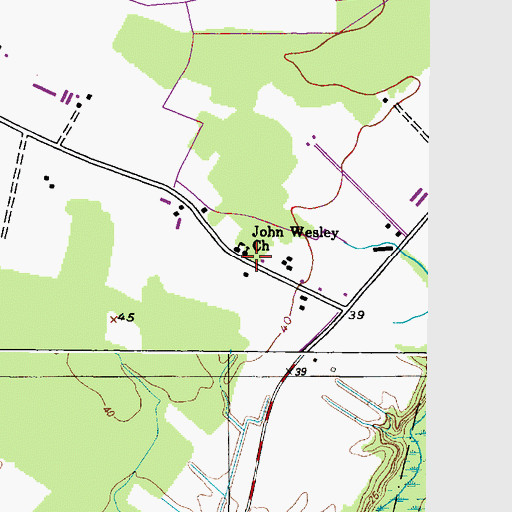 Topographic Map of John Wesley Church, MD