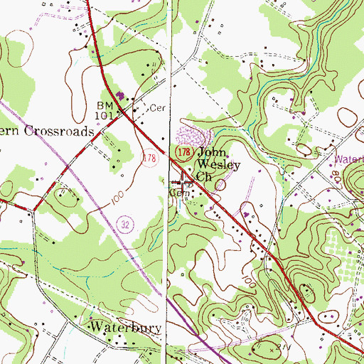 Topographic Map of John Wesley Church, MD