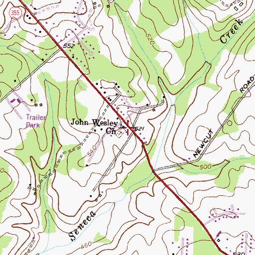 Topographic Map of John Wesley Church, MD