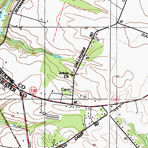 Topographic Map of Johns Church, MD