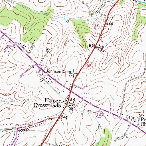 Topographic Map of Johnson Cemetery, MD