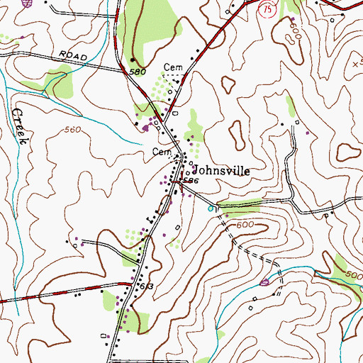 Topographic Map of Johnsville, MD