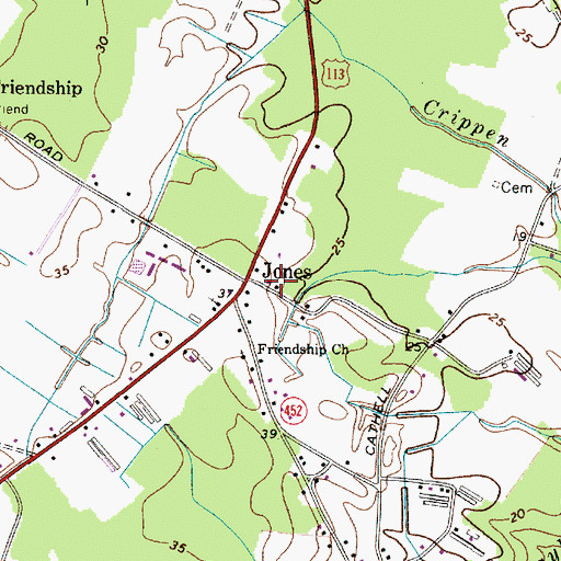 Topographic Map of Jones, MD
