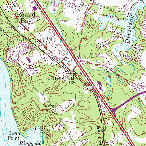 Topographic Map of Jones, MD