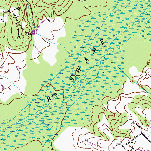 Topographic Map of Jordan Swamp, MD