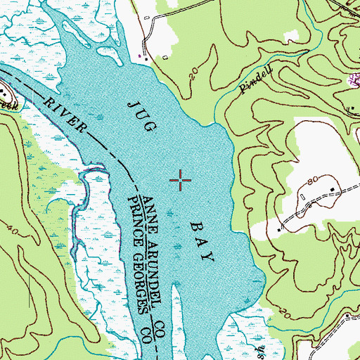 Topographic Map of Jug Bay, MD