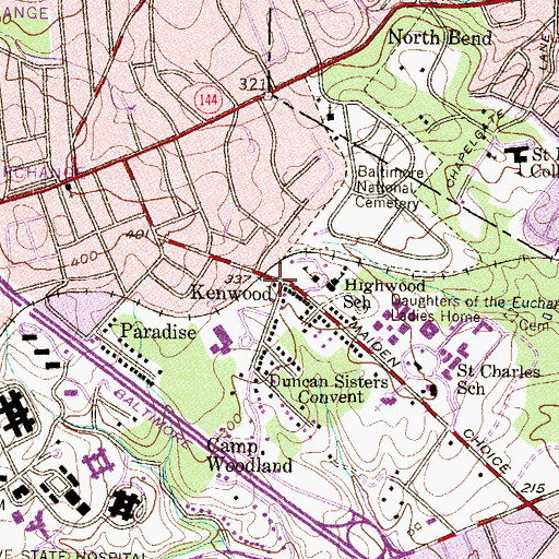 Topographic Map of Kenwood, MD