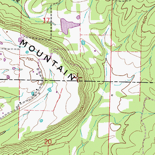 Topographic Map of Round Mountain, AR
