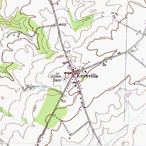 Topographic Map of Keysville, MD