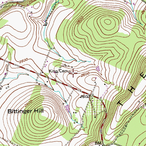 Topographic Map of King Cemetery, MD