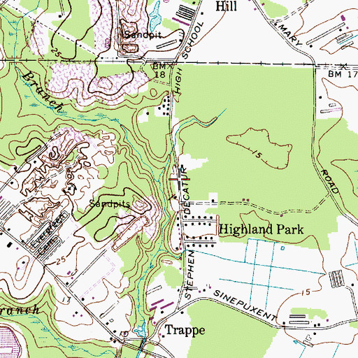 Topographic Map of Kitts Branch, MD