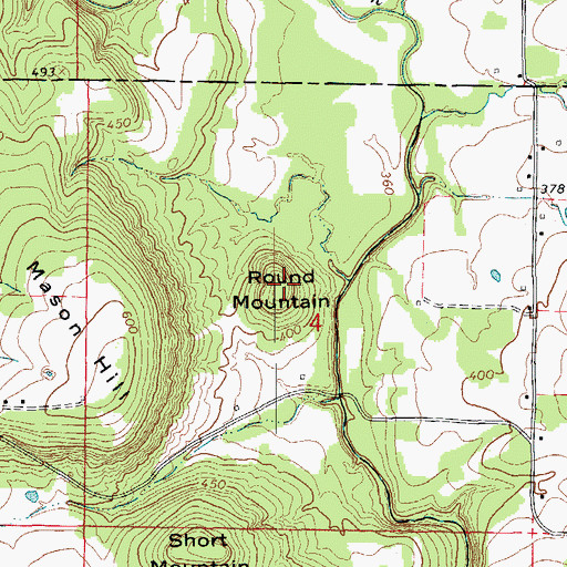 Topographic Map of Round Mountain, AR
