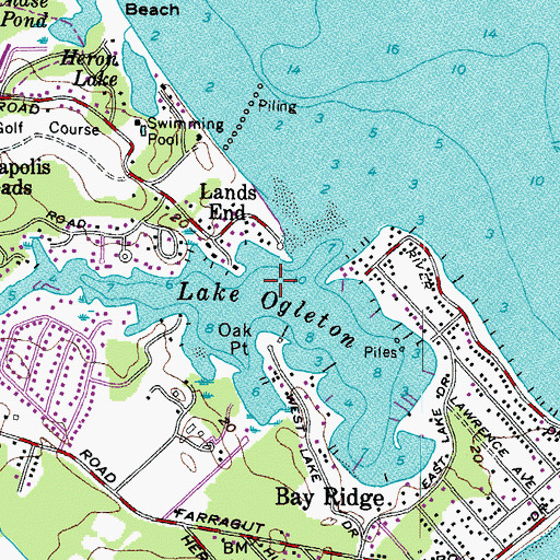 Topographic Map of Lake Ogleton, MD