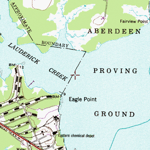 Topographic Map of Lauderick Creek, MD