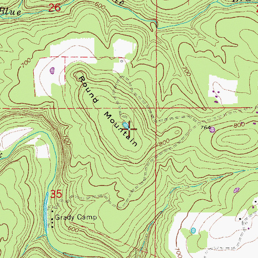 Topographic Map of Round Mountain, AR