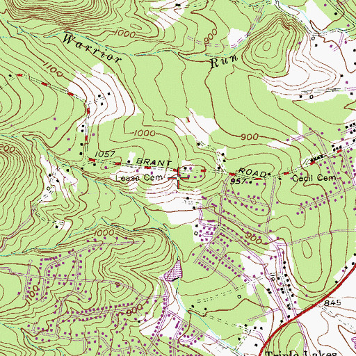 Topographic Map of Lease Cemetery, MD