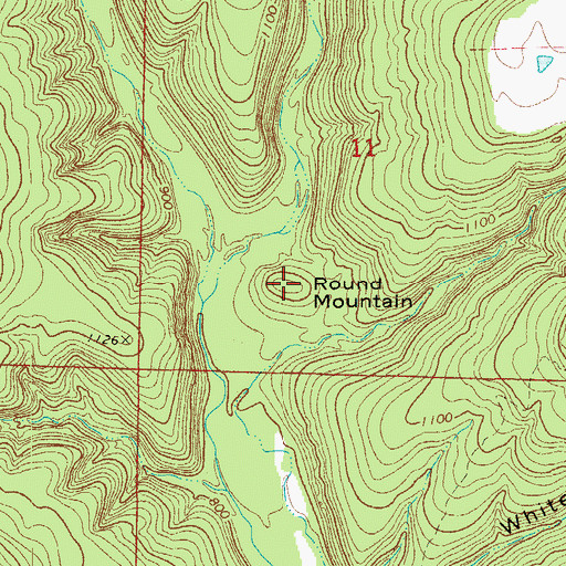 Topographic Map of Round Mountain, AR