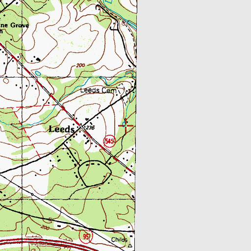 Topographic Map of Leeds Cemetery, MD