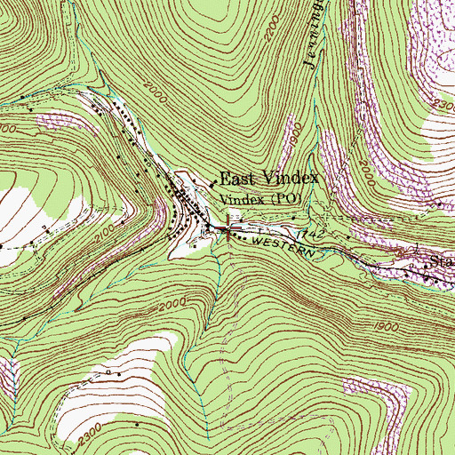 Topographic Map of Left Prong Three Forks Run, MD