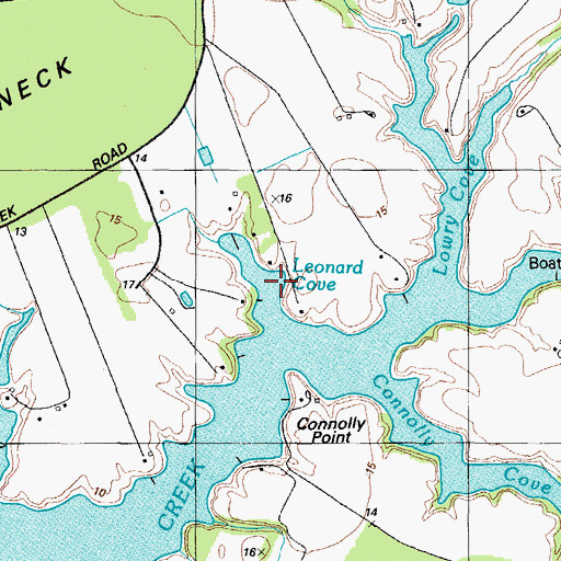 Topographic Map of Leonard Cove, MD