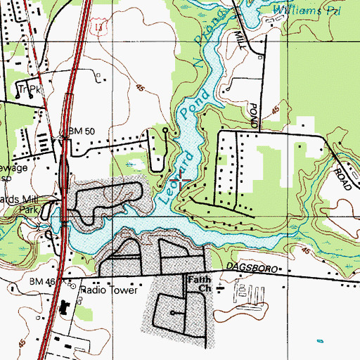 Topographic Map of Leonard Pond, MD