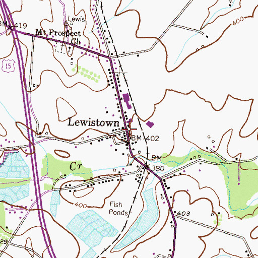 Topographic Map of Lewistown, MD
