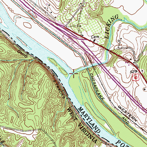 Topographic Map of Licking Creek, MD