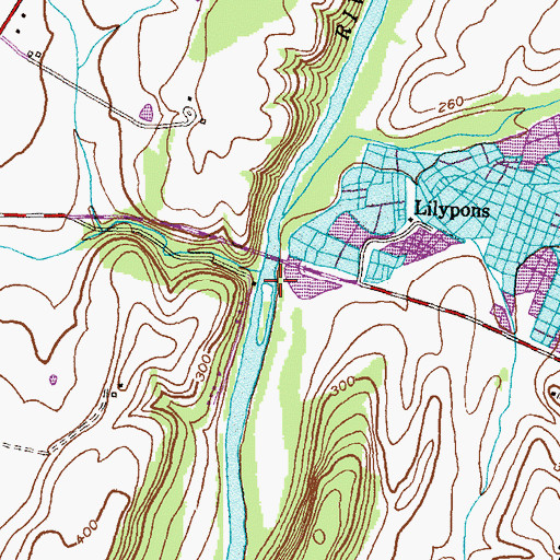Topographic Map of Lilypons Bridge, MD