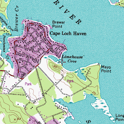 Topographic Map of Limehouse Cove, MD