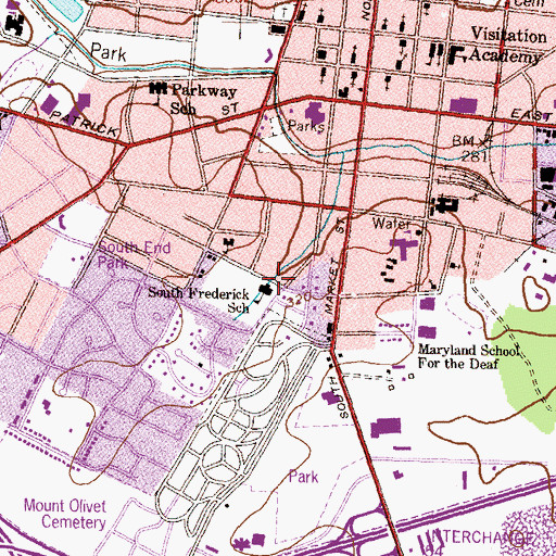 Topographic Map of Lincoln School, MD