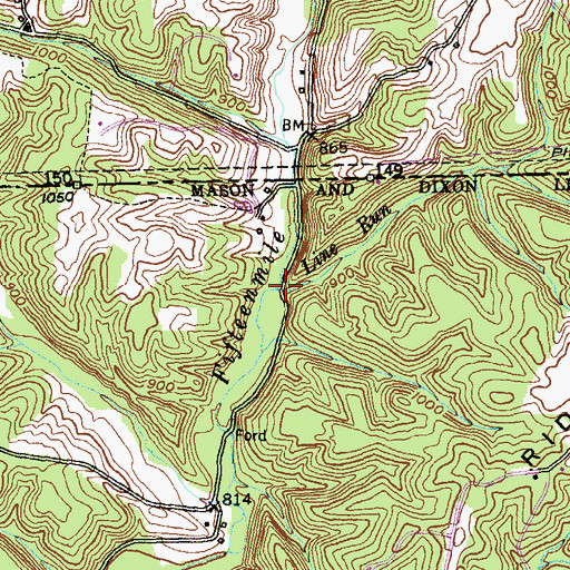 Topographic Map of Line Run, MD
