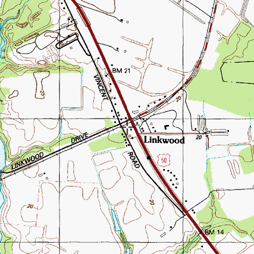 Topographic Map of Linkwood, MD