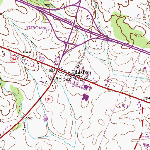 Topographic Map of Lisbon, MD