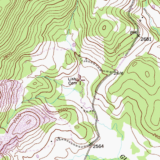 Topographic Map of Lish Cemetery, MD