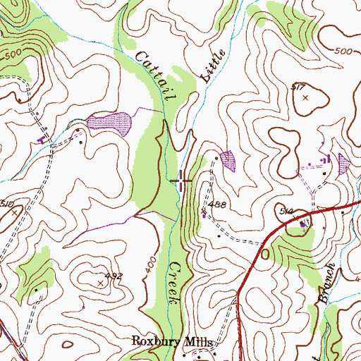 Topographic Map of Little Cattail Creek, MD