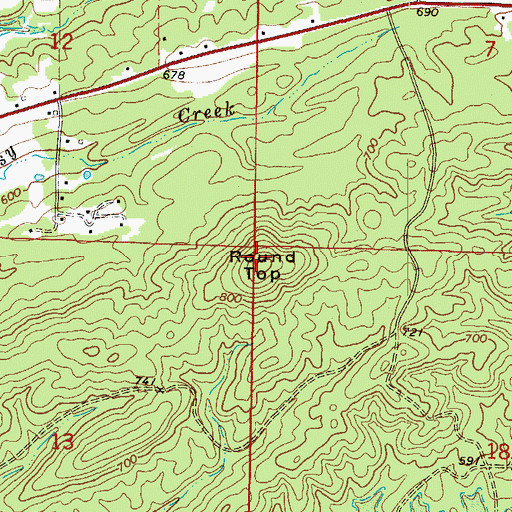 Topographic Map of Round Top, AR