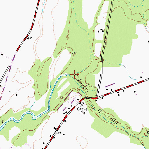 Topographic Map of Little Gravelly Branch, MD