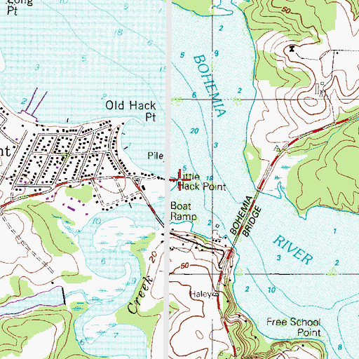 Topographic Map of Little Hack Point, MD