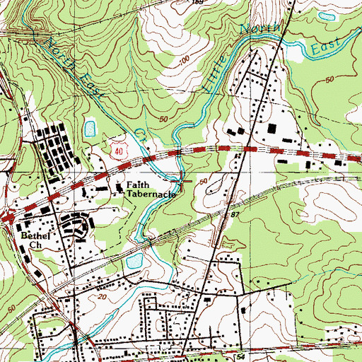 Topographic Map of Little North East Creek, MD