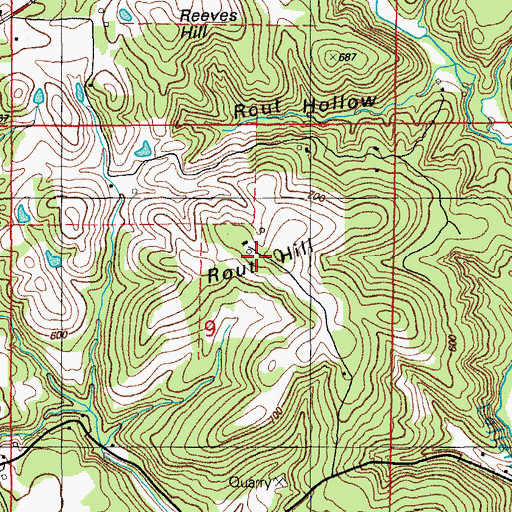 Topographic Map of Rout Hill, AR