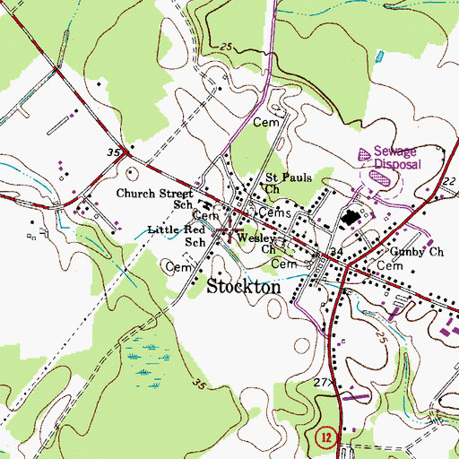 Topographic Map of Little Red School, MD