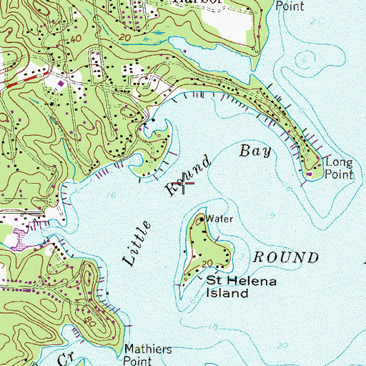 Topographic Map of Little Round Bay, MD