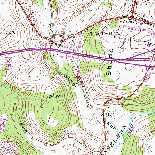 Topographic Map of Little Shade Run, MD