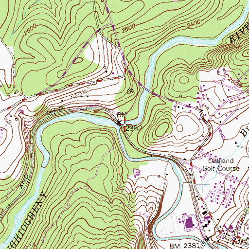 Topographic Map of Little Youghiogheny River, MD