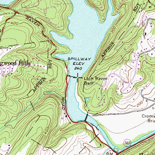 Topographic Map of Loch Raven Dam, MD
