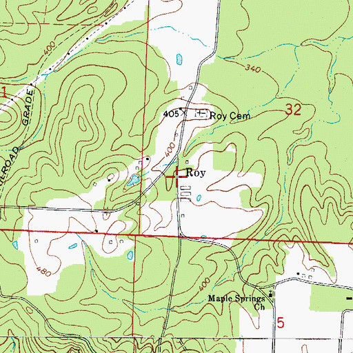 Topographic Map of Roy, AR